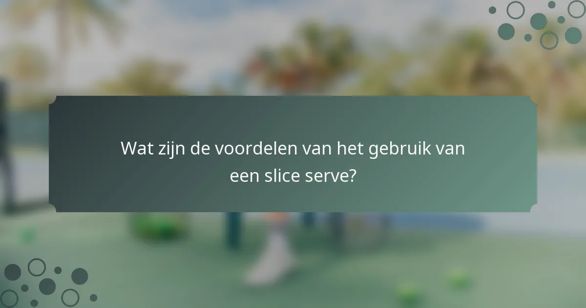 Wat zijn de voordelen van het gebruik van een slice serve?
