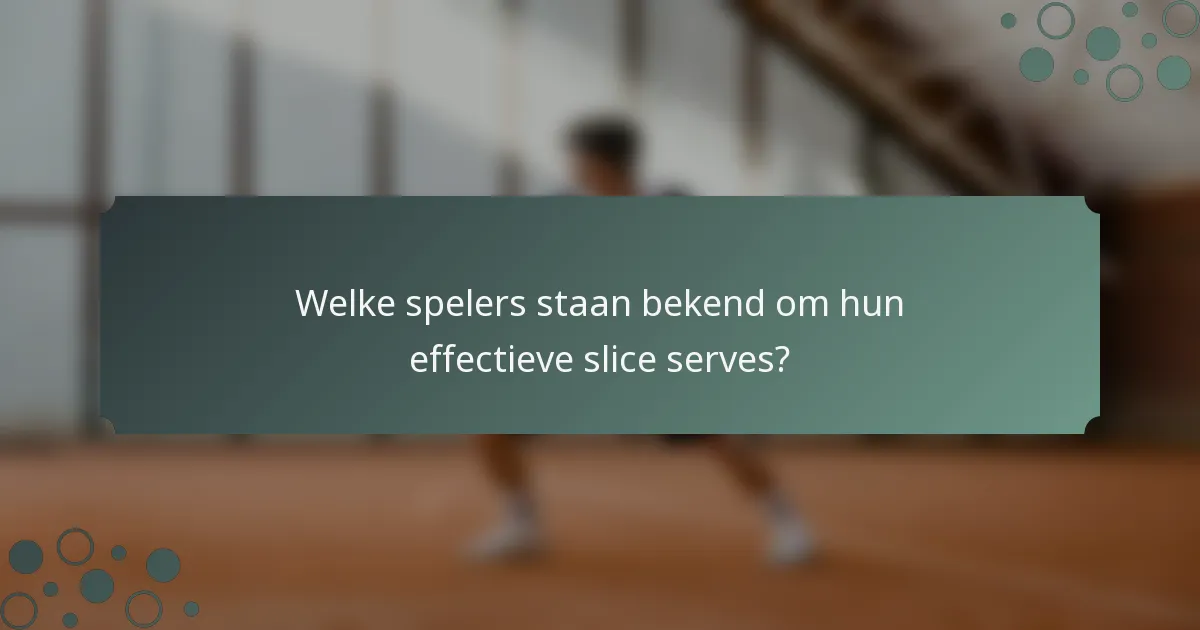 Welke spelers staan bekend om hun effectieve slice serves?